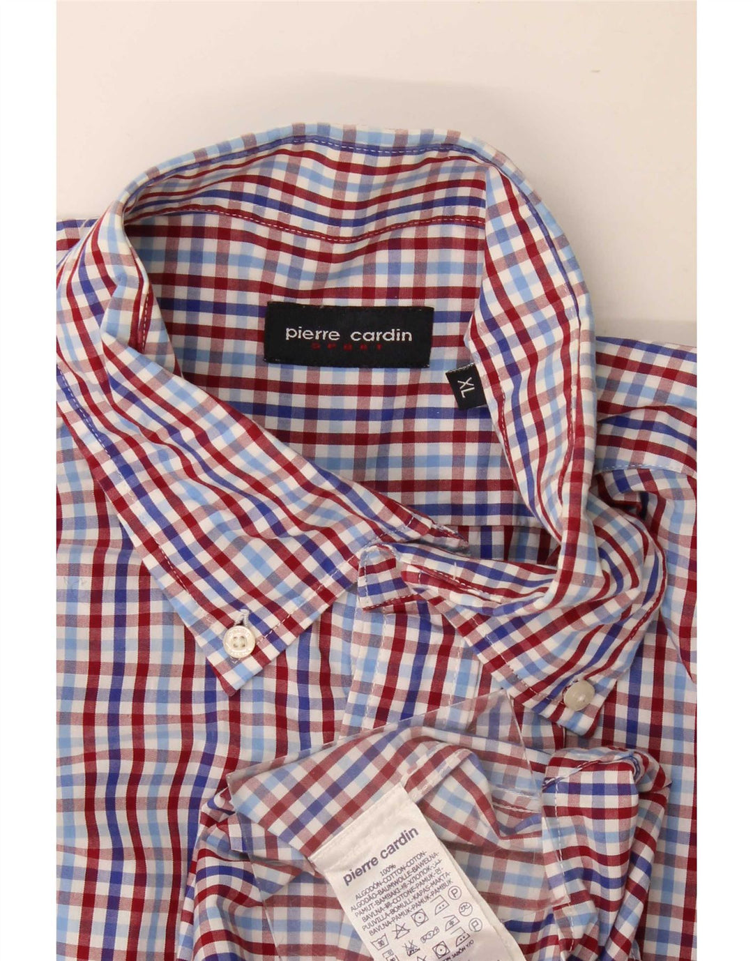Pierre Cardin Mens Shirt XL Multicoloured Gingham Cotton