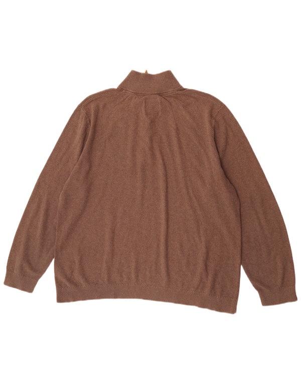 Fat Face Mens Zip Neck Jumper Sweater 2XL Brown Cotton