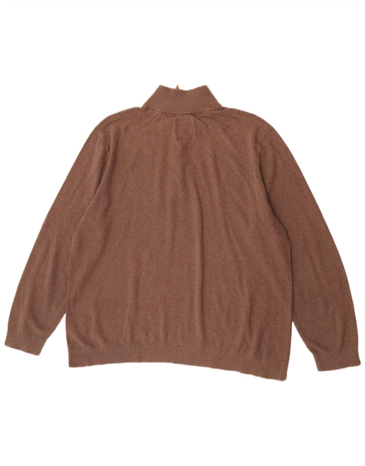 Fat Face Mens Zip Neck Jumper Sweater 2XL Brown Cotton