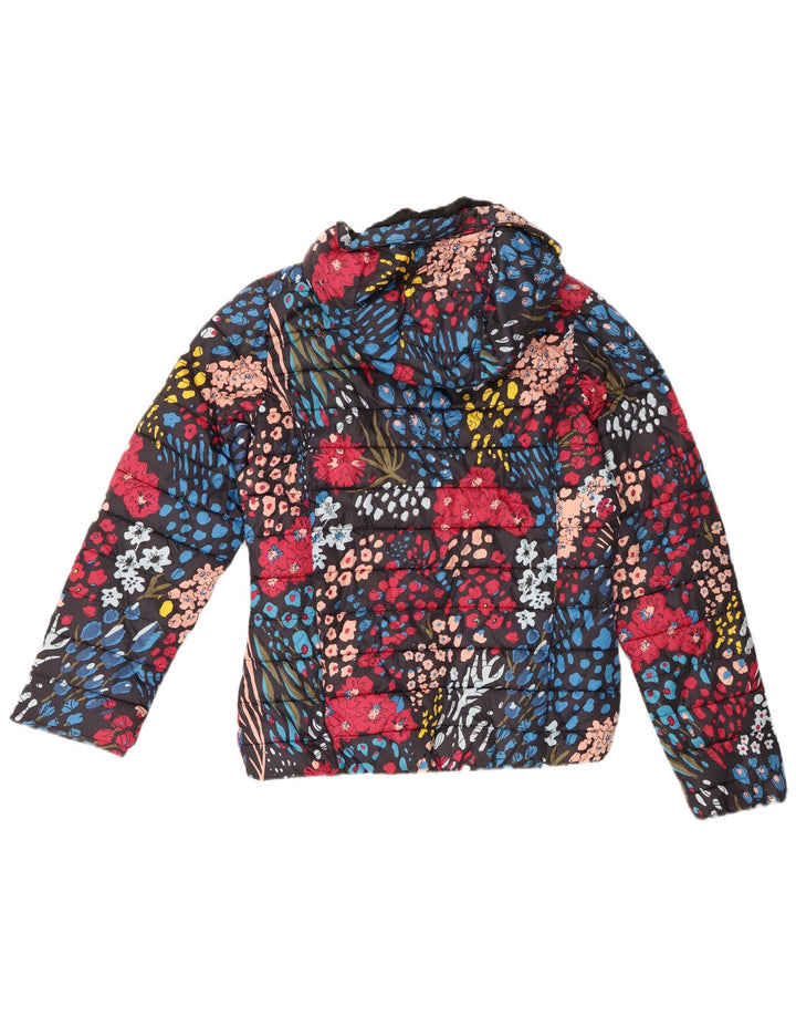 Adidas Womens Hooded Padded Jacket UK 12 Medium  Multicoloured Floral Nylon