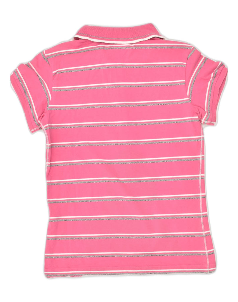 CHAMPION Womens Herritage Fit Polo Shirt UK 12 Medium Pink Striped Cotton | Vintage Champion | Thrift | Second-Hand Champion | Used Clothing | Messina Hembry 