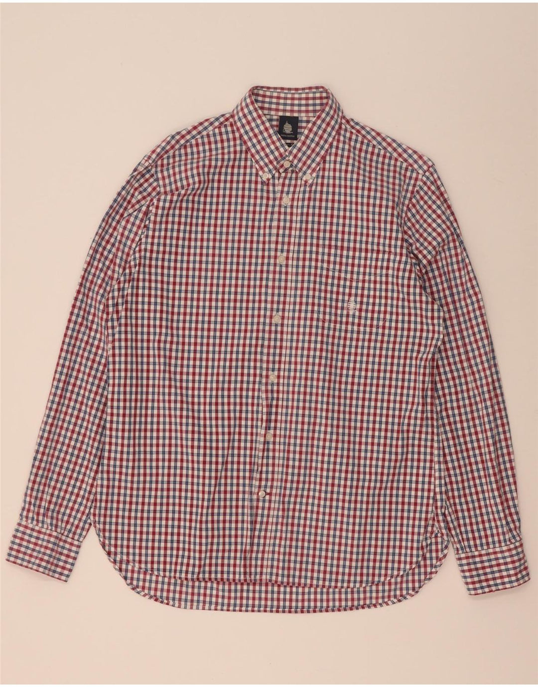 Marina Yachting Mens Regular Fit Shirt Size 42 Large Red Gingham Cotton