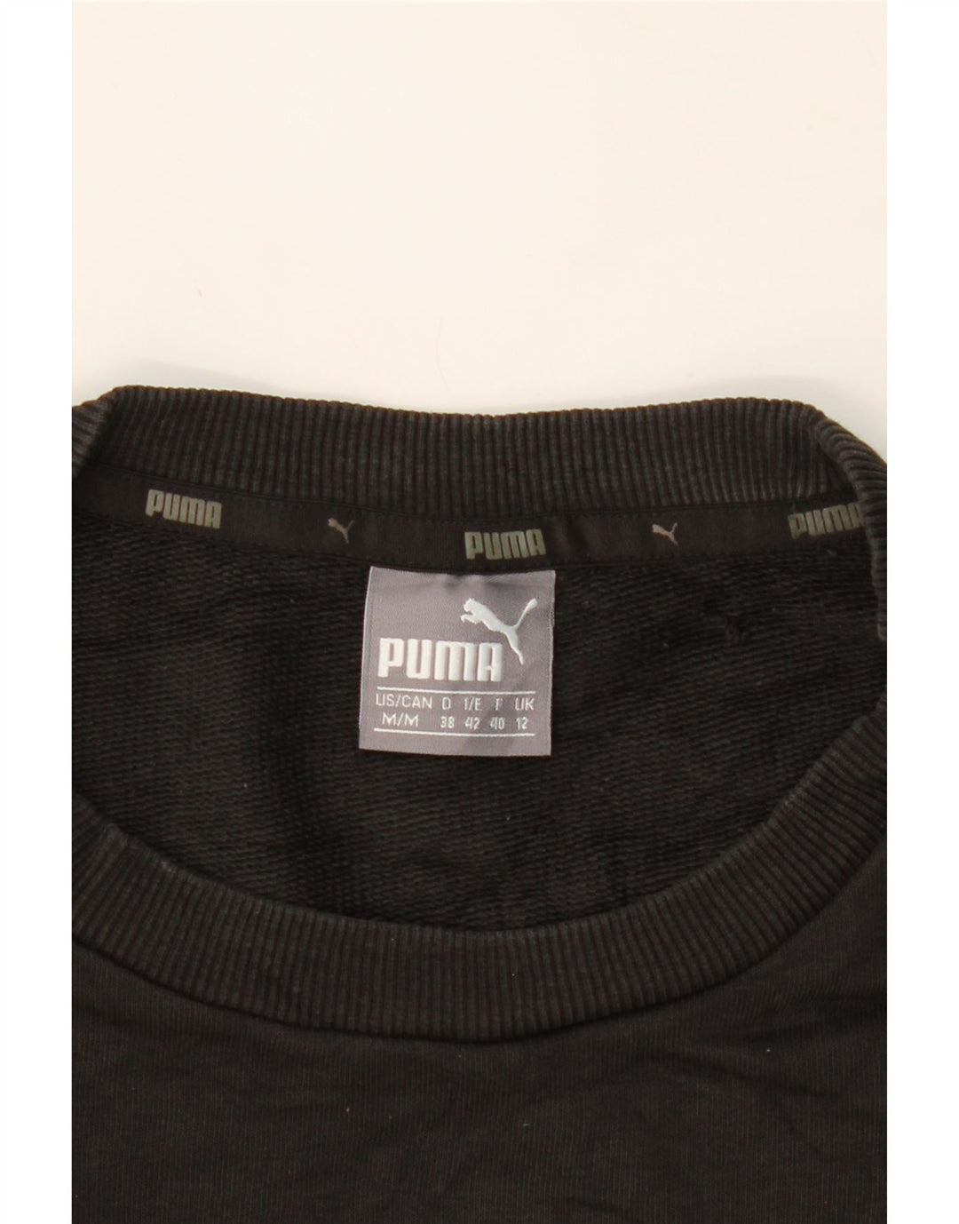 PUMA Womens Graphic Sweatshirt Jumper UK 12 Medium  Black Cotton Vintage Puma and Second-Hand Puma from Messina Hembry 