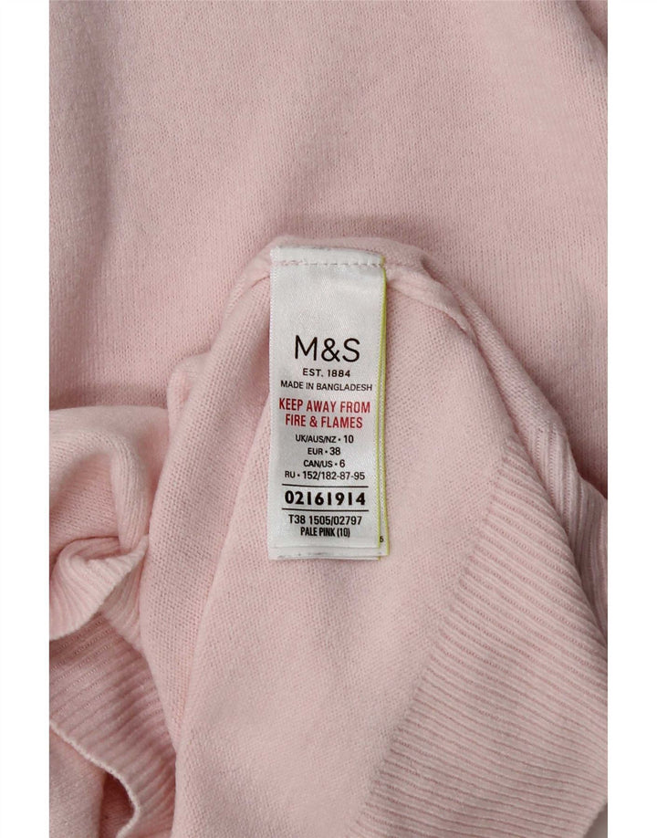 Marks & Spencer Womens Roll Neck Jumper Sweater UK 10 Small Pink Acrylic