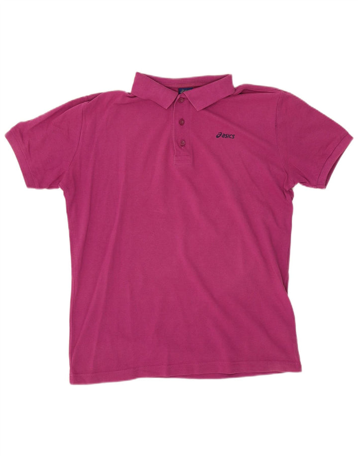 Asics Mens Polo Shirt Medium Maroon Cotton