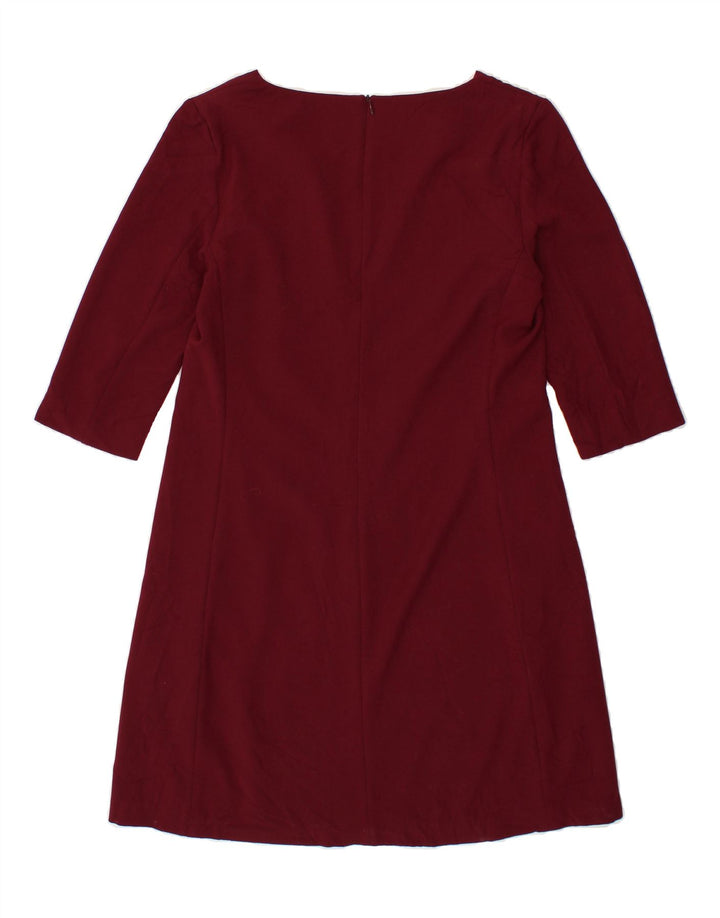 MASSIMO DUTTI Womens 3/4 Sleeve Basic Dress EU 40 Medium Burgundy Vintage Massimo Dutti and Second-Hand Massimo Dutti from Messina Hembry 