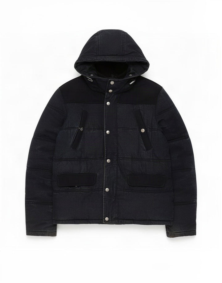Zara Mens Hooded Padded Jacket UK 40 Large Navy Blue