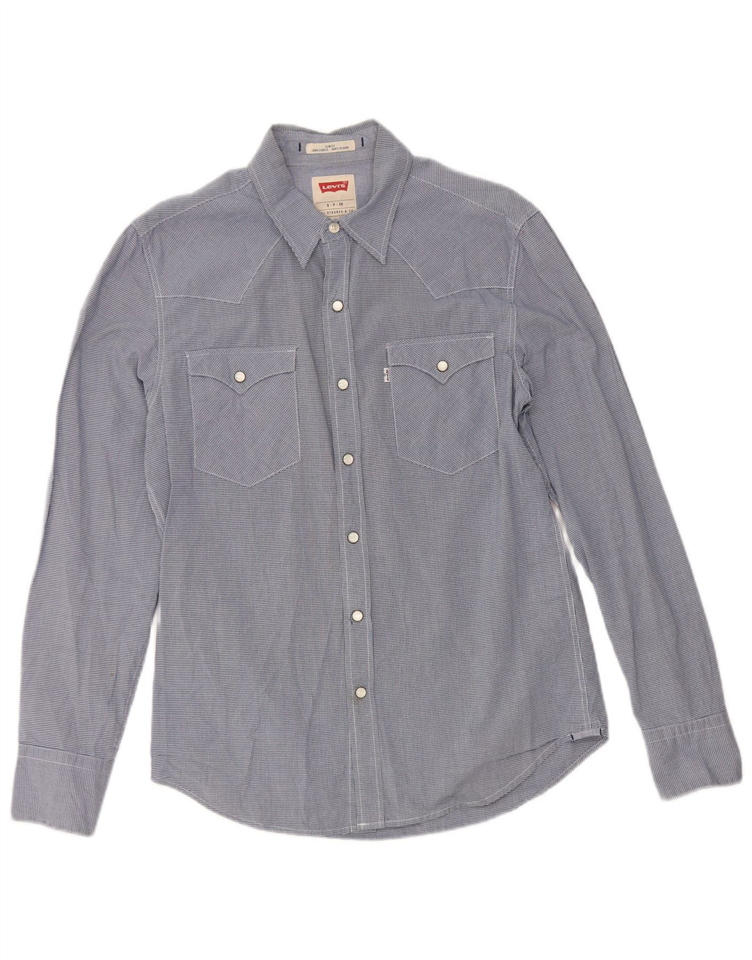 Levi's Mens Slim Fit Shirt Small Navy Blue Gingham Cotton