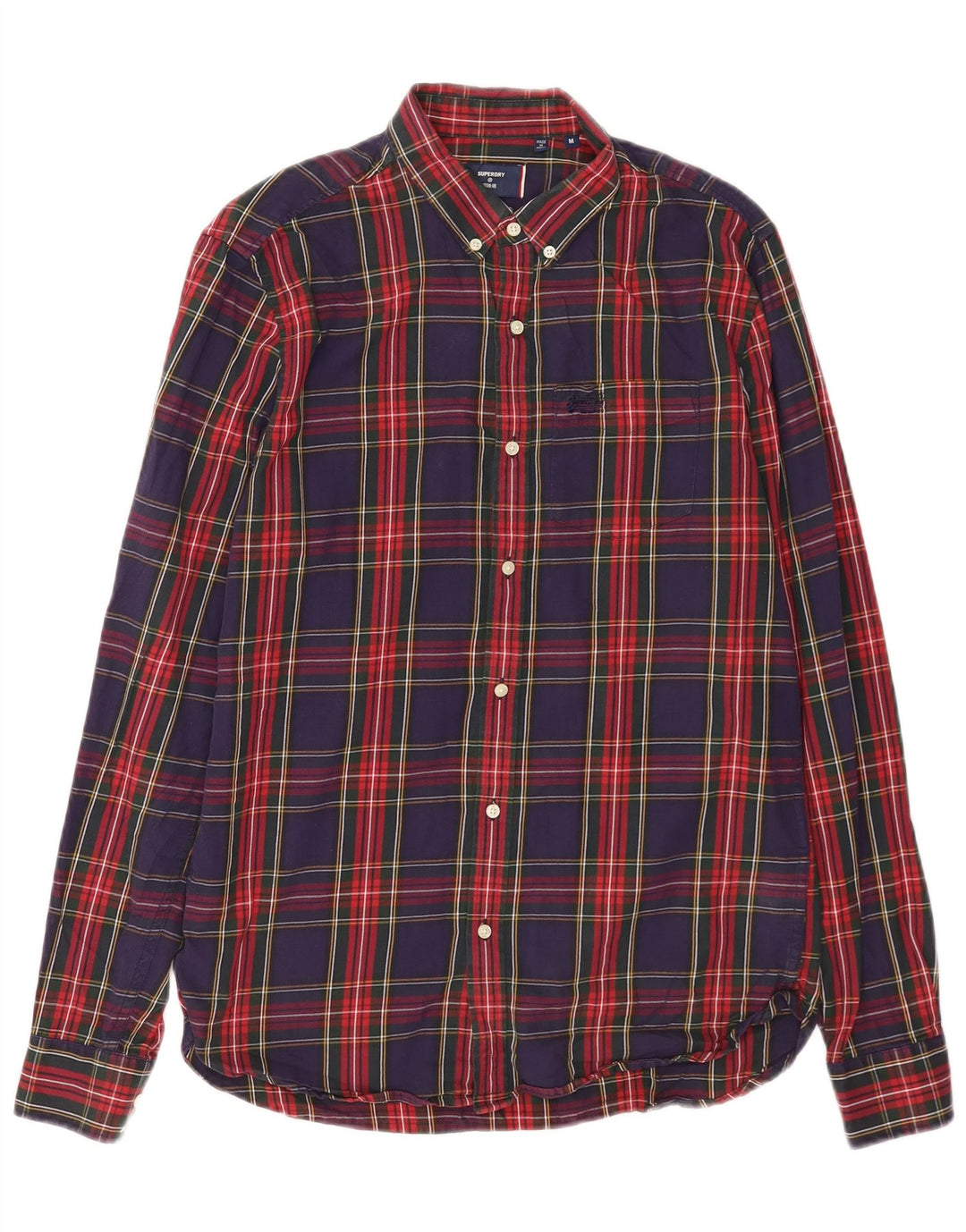 Superdry Mens Flannel Shirt Medium Navy Blue Check Cotton