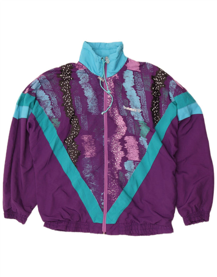Hummel Mens Tracksuit Top Jacket Large Purple Colourblock