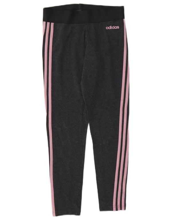 Adidas Womens Leggings UK 10 Small Grey Cotton