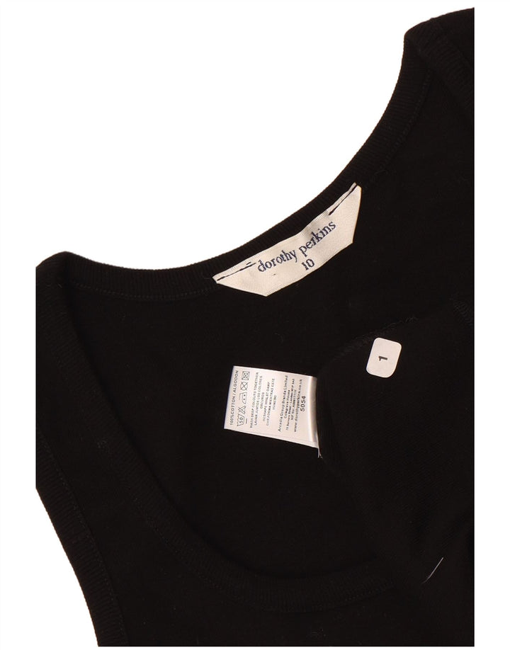 Dorothy Perkins Womens Vest Top UK 10 Small Black Cotton