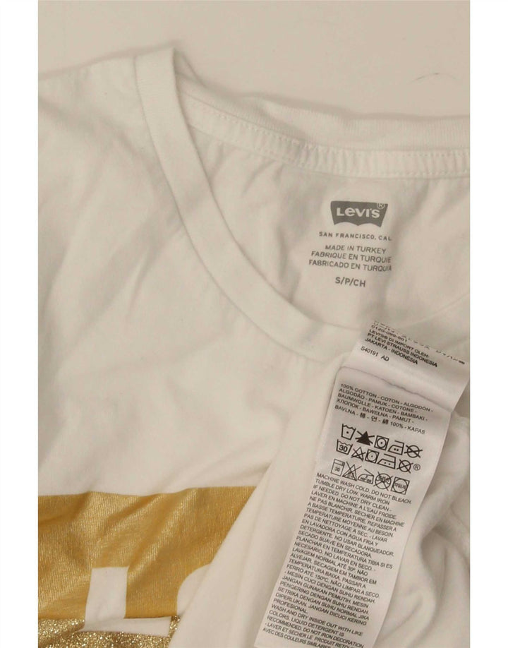 Levi's Womens Denizen Graphic T-Shirt Top UK 10 Small White Cotton