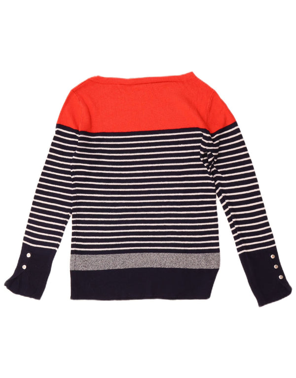 Oasis Womens Boat Neck Jumper Sweater UK 8 Small Navy Blue Striped