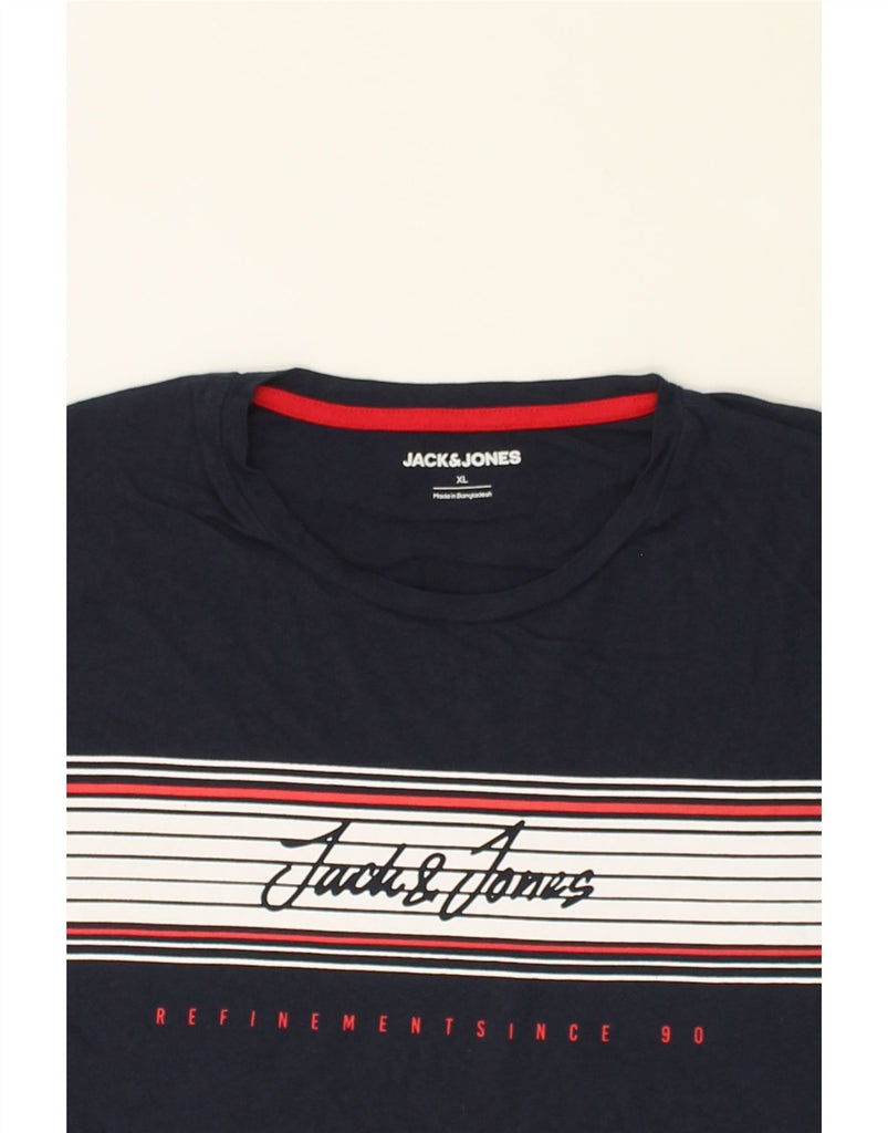 JACK & JONES Mens Graphic T-Shirt Top XL Navy Blue Cotton | Vintage Jack & Jones | Thrift | Second-Hand Jack & Jones | Used Clothing | Messina Hembry 