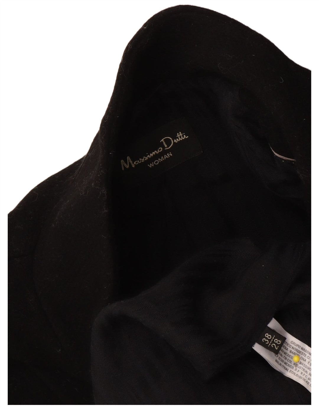 Massimo Dutti Womens Overcoat EU 38 Small Black Wool