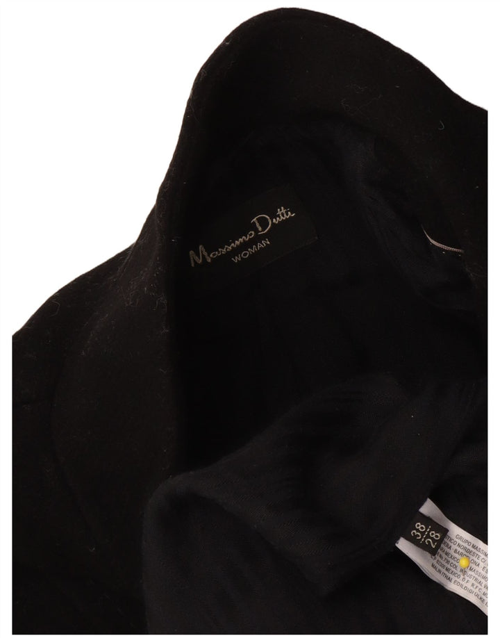 Massimo Dutti Womens Overcoat EU 38 Small Black Wool