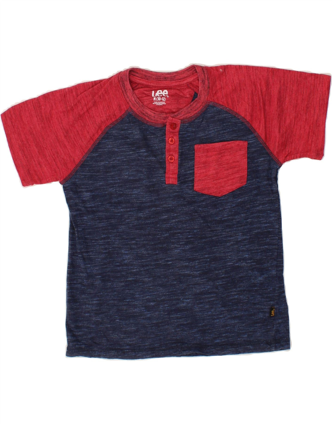 LEE Boys T-Shirt Top 10-11 Years Medium  Navy Blue Colourblock Cotton Vintage Lee and Second-Hand Lee from Messina Hembry 