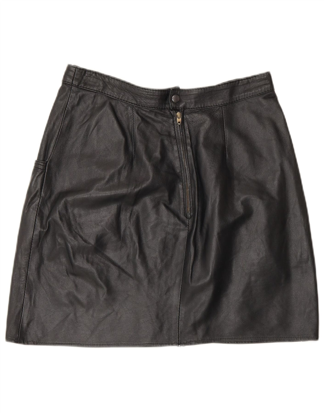 Vintage Womens Mini Leather Skirt IT 44 Medium W28 Black