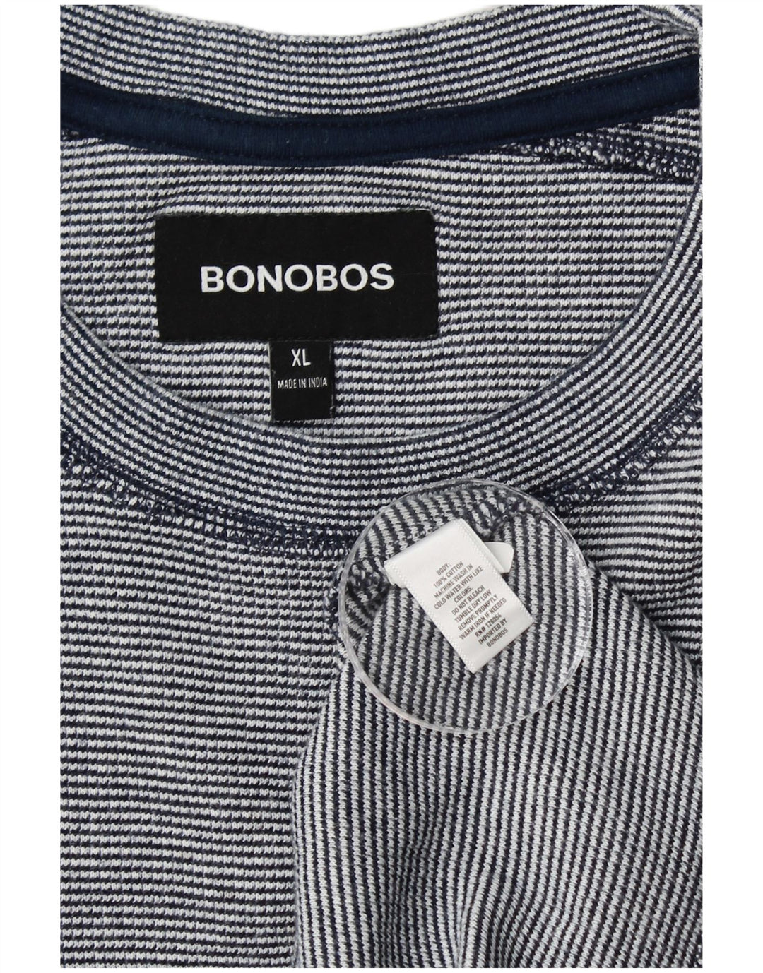 BONOBOS Mens Top Long Sleeve XL Blue Pinstripe Cotton