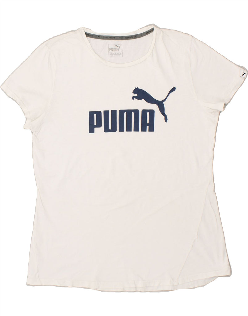 PUMA Womens Graphic T-Shirt Top UK 16 Large White Cotton Vintage Puma and Second-Hand Puma from Messina Hembry 