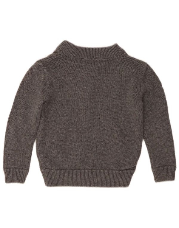 Ralph Lauren Boys Graphic Cardigan Sweater 4-5 Years Small  Grey Cotton
