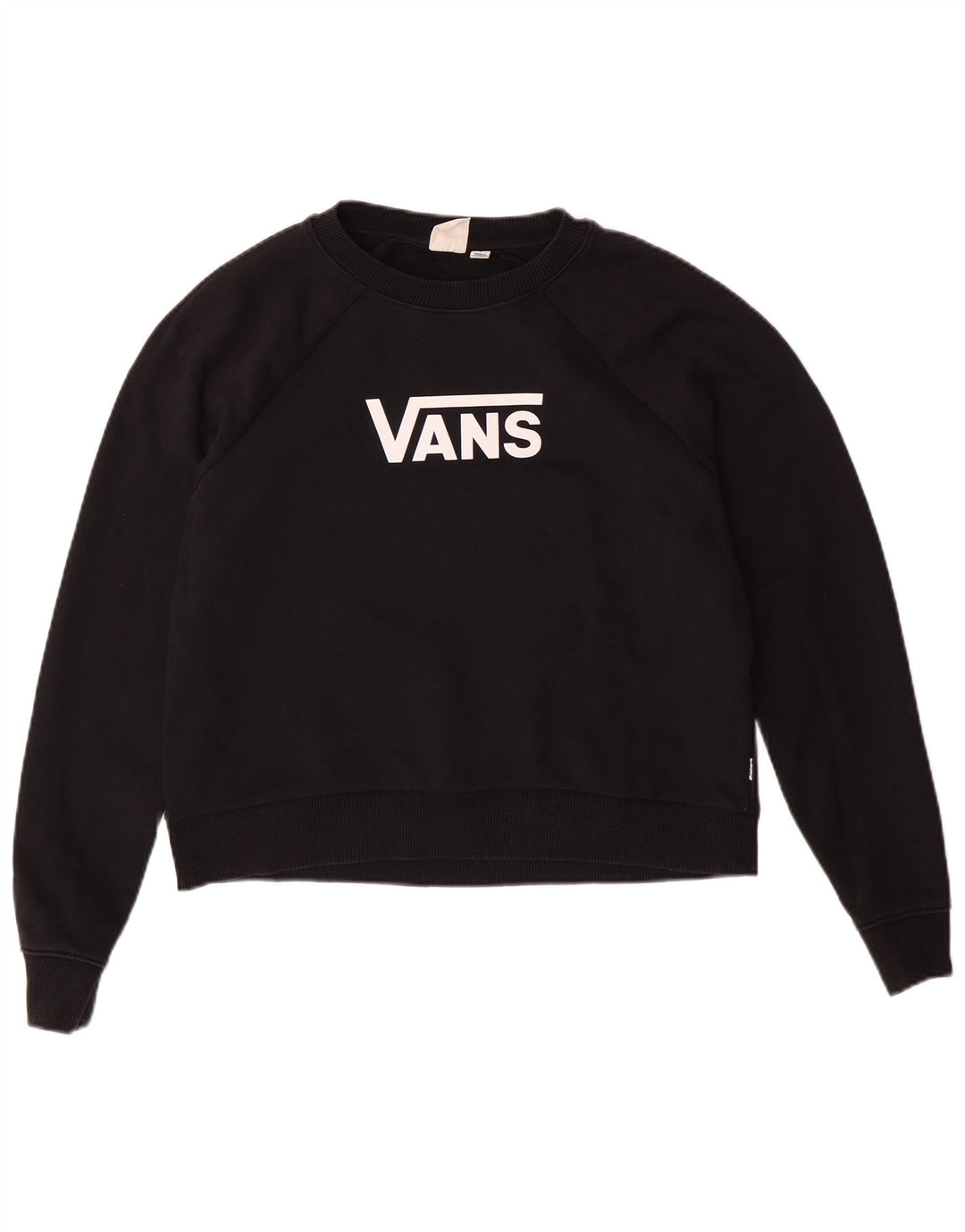 VANS Womens Crop Oversized Graphic Sweatshirt Jumper UK 10 Small Black