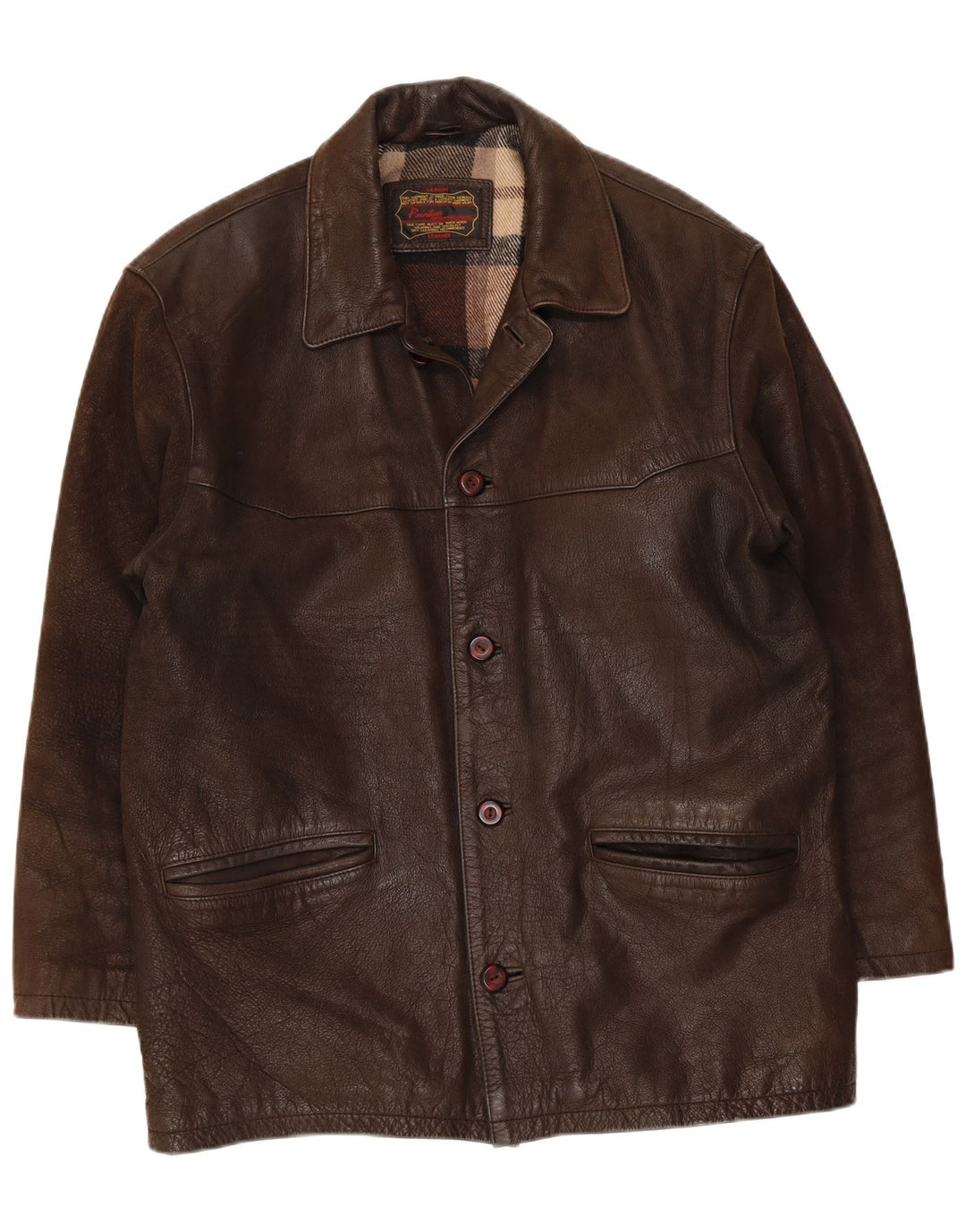 Pointers Mens Leather Jacket UK 40 Large Brown