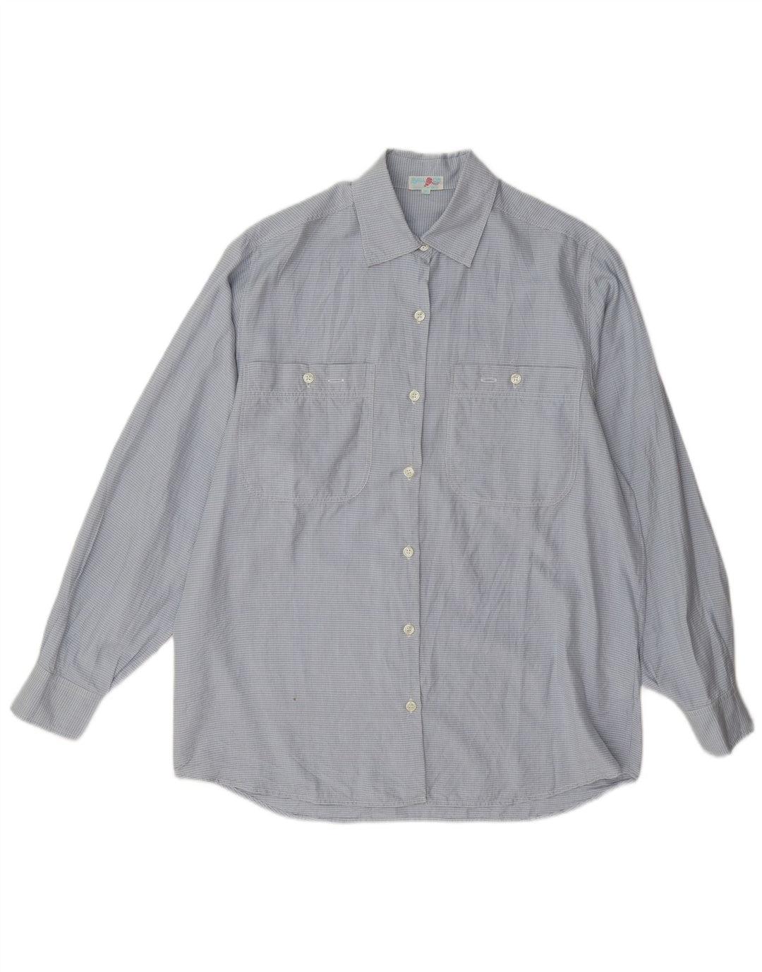 Balloon Womens Oversized Shirt EU 36 Small Blue Gingham Silk