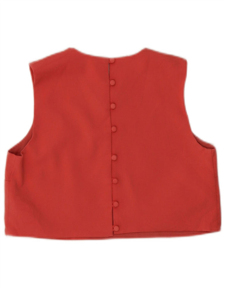 Zara Womens Sleeveless Crop Top UK 12 Medium Pink Cotton