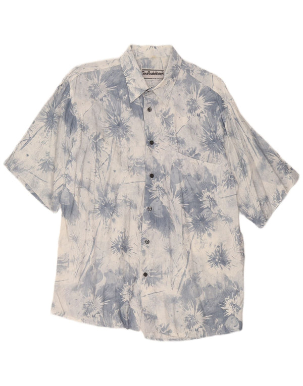 Vintage Mens Short Sleeve Shirt Medium Blue Tie Dye
