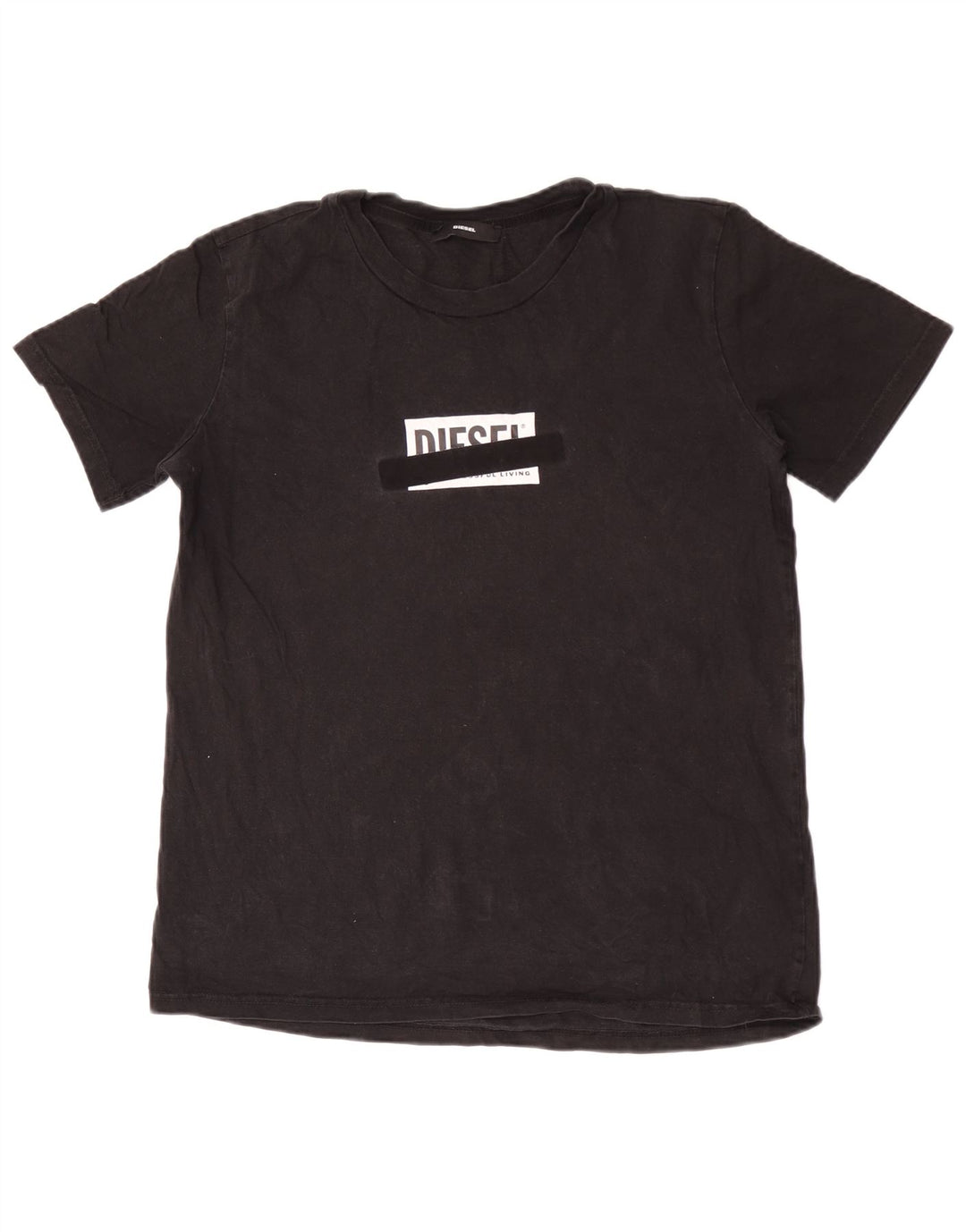 Diesel Mens Graphic T-Shirt Top Large Black Cotton