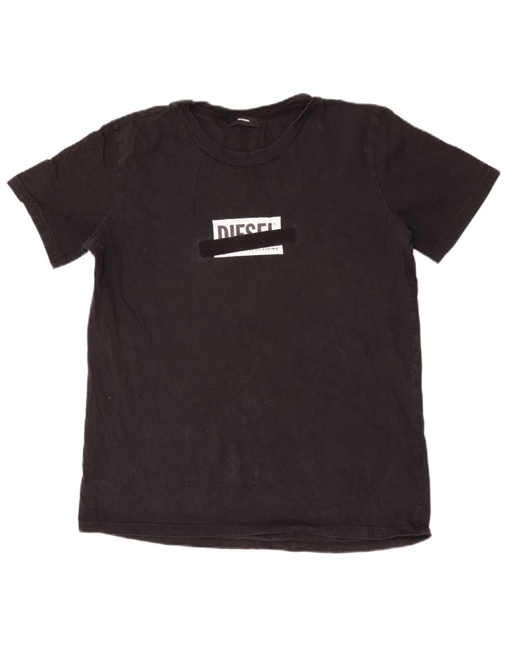 Diesel Mens Graphic T-Shirt Top Large Black Cotton