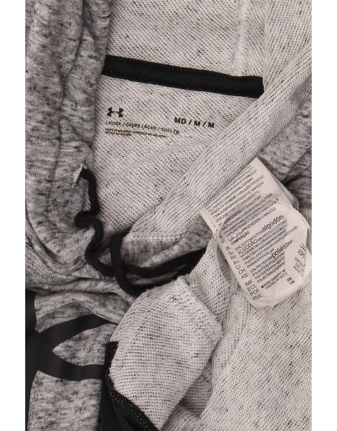 Under Armour Mens Graphic Hoodie Jumper Medium Grey Flecked Cotton