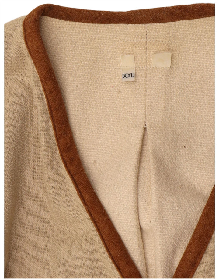 Vintage Mens Graphic Duffle Jacket UK 44 2XL Beige