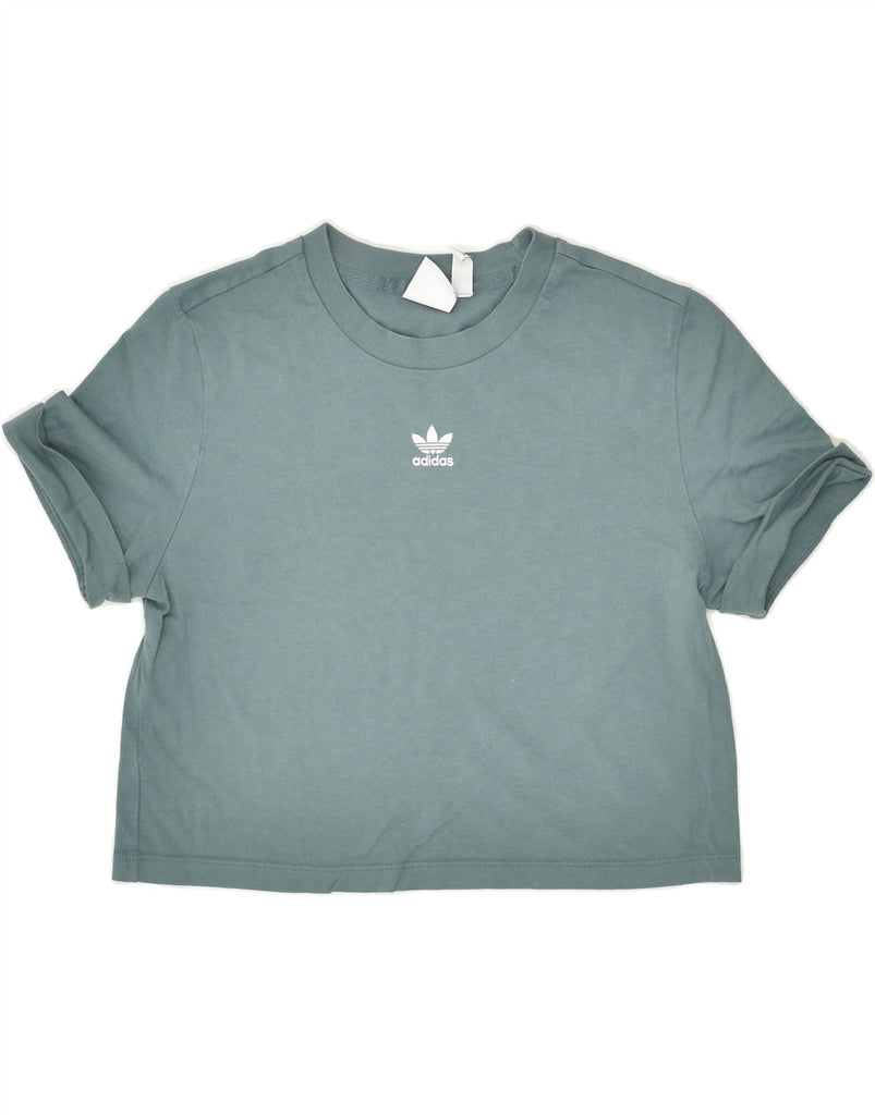 ADIDAS Womens Crop Top UK 12 Medium Grey Cotton | Vintage Adidas | Thrift | Second-Hand Adidas | Used Clothing | Messina Hembry 