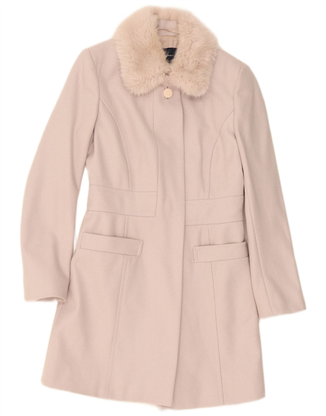 French Connection Womens Overcoat UK 8 Small Beige Wool