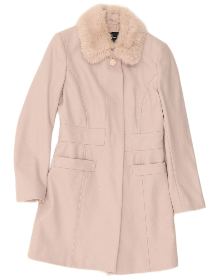French Connection Womens Overcoat UK 8 Small Beige Wool
