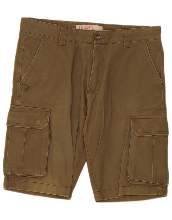 Gaudi Mens Cargo Shorts W34 Large  Khaki Cotton