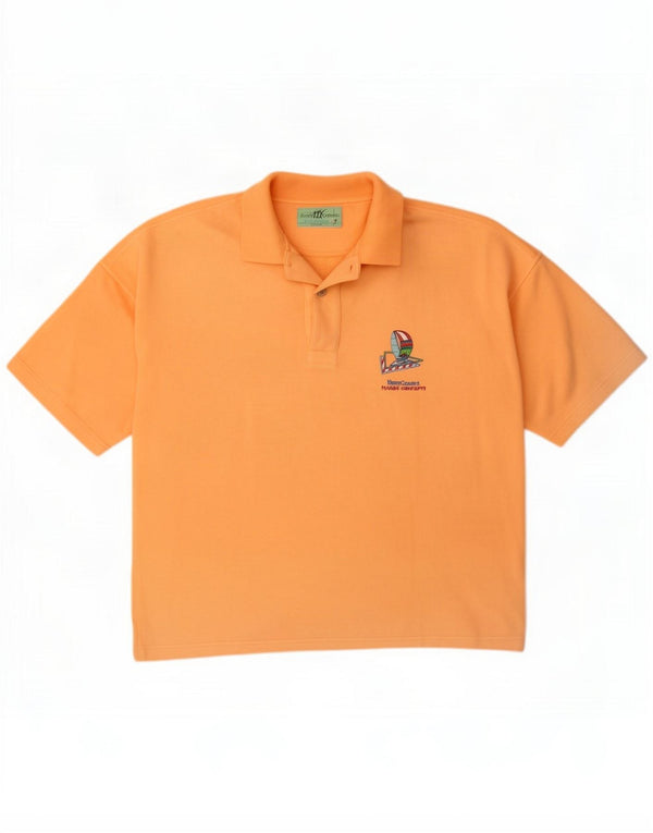 Henry Cottons Mens Polo Shirt Large Orange Cotton