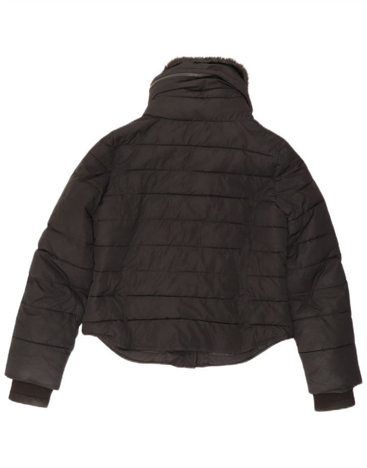 French Connection Womens Hooded Padded Jacket UK 10 Small Black Polyester