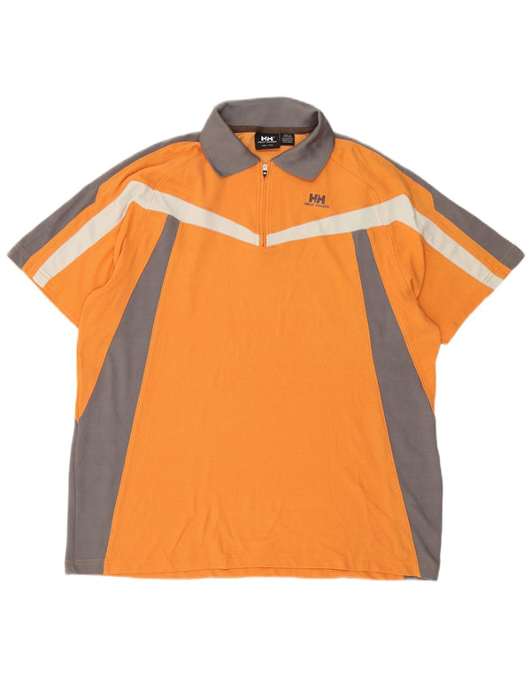Helly Hansen Mens Polo Shirt 2XL Orange Colourblock Nylon