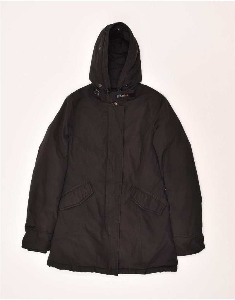 WOOLRICH Womens Hooded Padded Coat UK 6 XS Black Cotton | Vintage Woolrich | Thrift | Second-Hand Woolrich | Used Clothing | Messina Hembry 