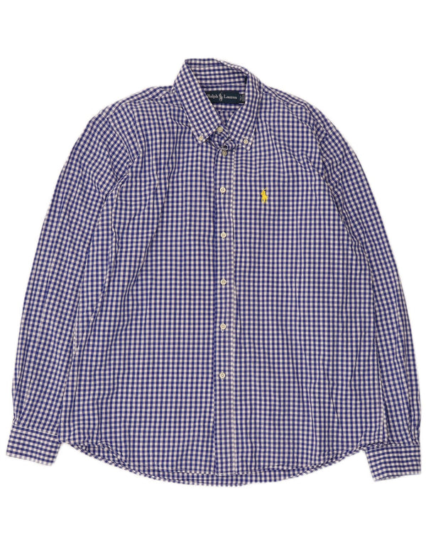 Ralph Lauren Mens Shirt XL Blue Gingham Cotton