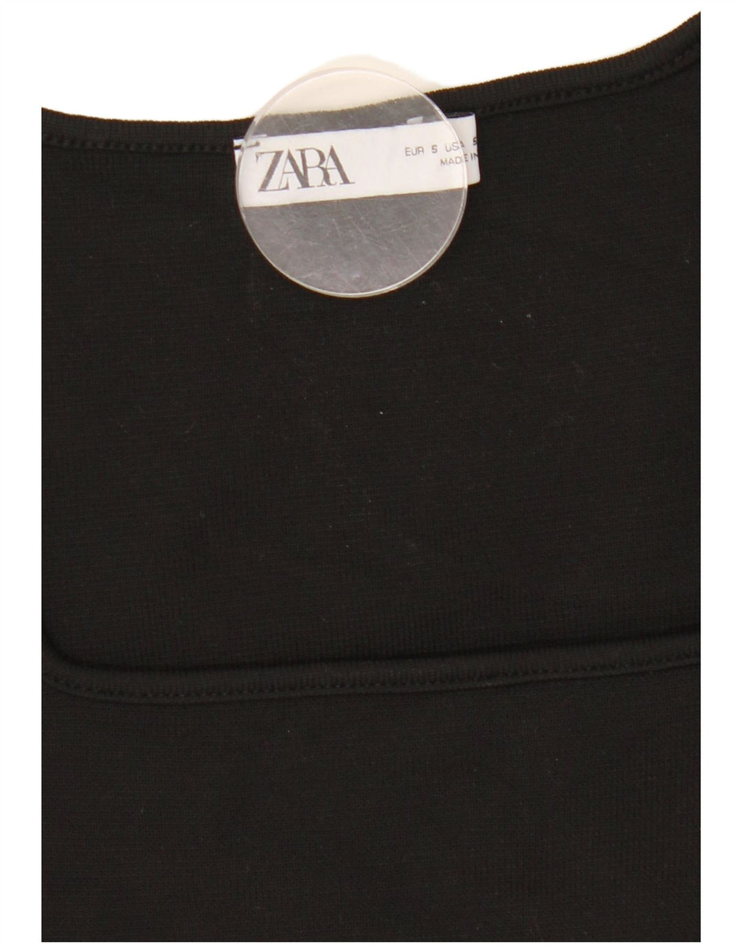 Zara Womens Crop Top Long Sleeve UK 8 Small Black