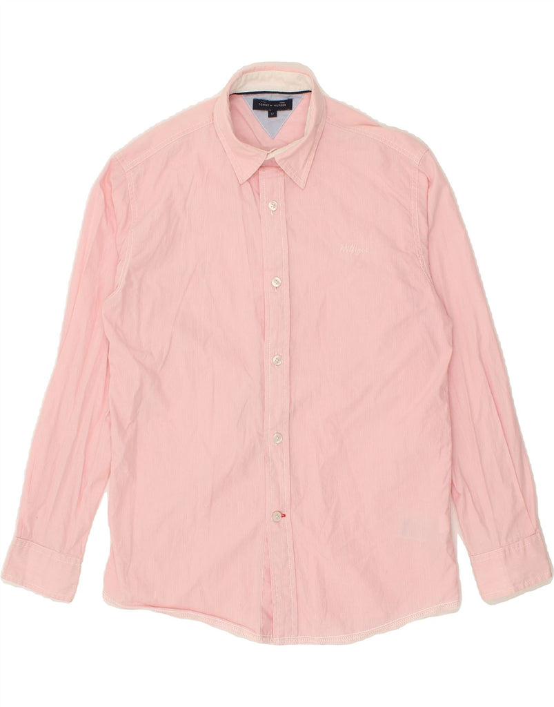 TOMMY HILFIGER Boys Shirt 11-12 Years Pink Pinstripe Cotton | Vintage Tommy Hilfiger | Thrift | Second-Hand Tommy Hilfiger | Used Clothing | Messina Hembry 