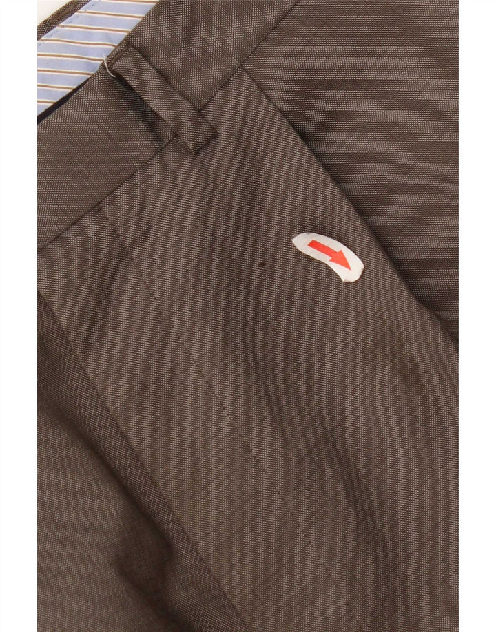 Marks & Spencer Mens Pegged Suit Trousers W34 L31 Brown Wool