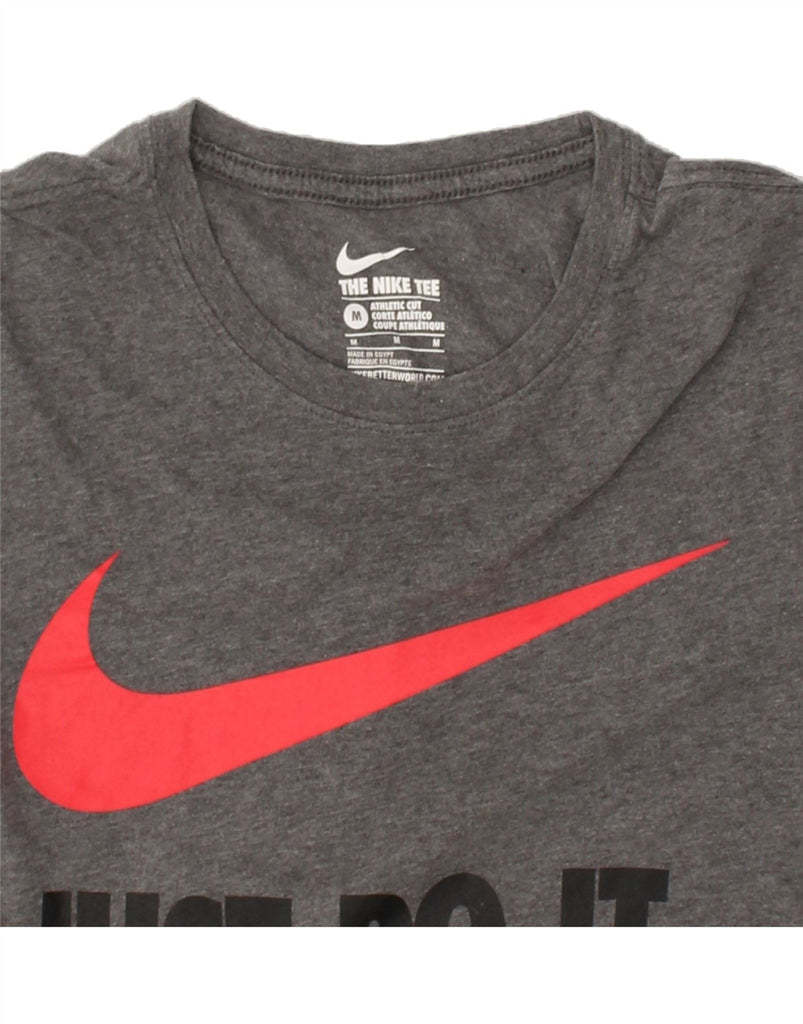 NIKE Womens Graphic T-Shirt Top UK 12 Medium Grey Cotton | Vintage Nike | Thrift | Second-Hand Nike | Used Clothing | Messina Hembry 