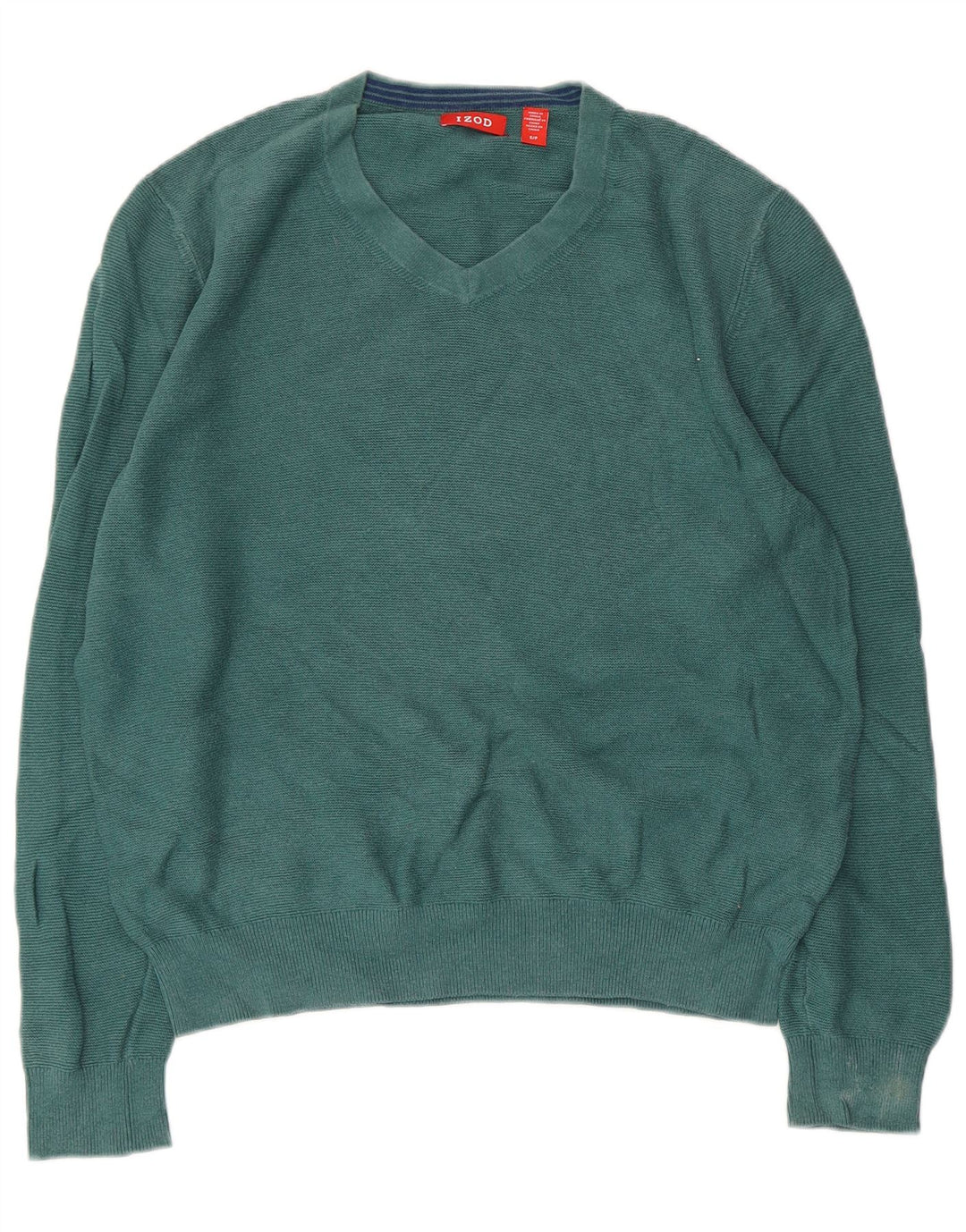 IZOD Womens Oversized V-Neck Jumper Sweater UK 10 Small Green