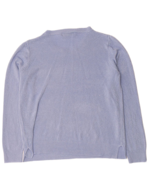 Marks & Spencer Womens Boat Neck Jumper Sweater UK 16 Large Blue Acrylic